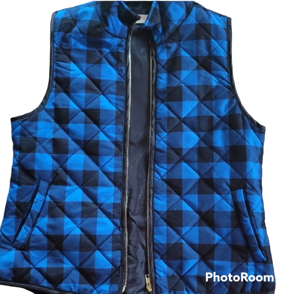 SI STYLE SIZE SMALL BLUE/BLACK CHECKERED VEST